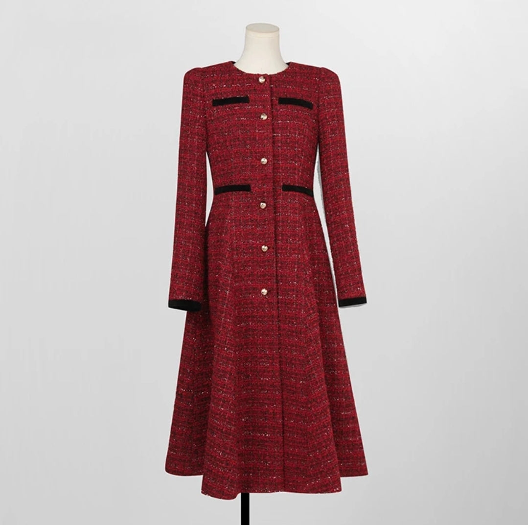 Claret Vintage Woolen Dress