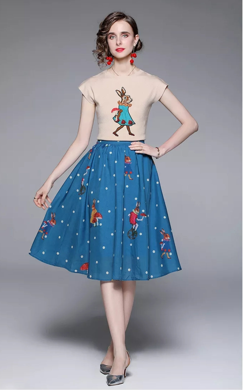 Knit Top end Print Skirt
