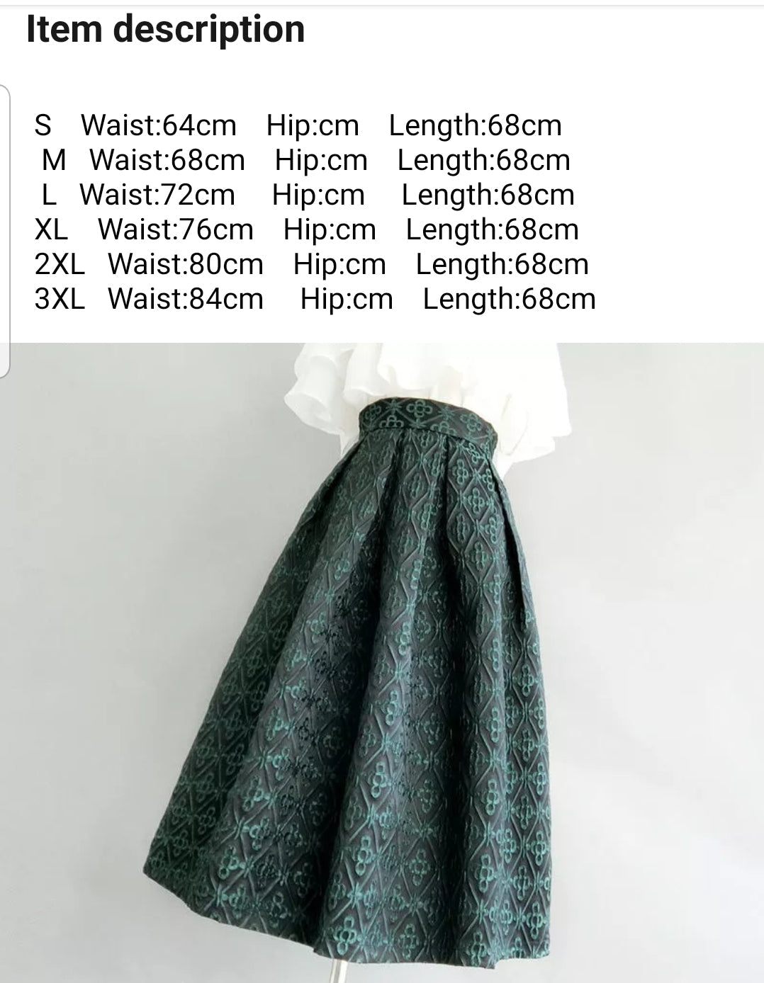 Green Jacquard Mid-Calf Skirt