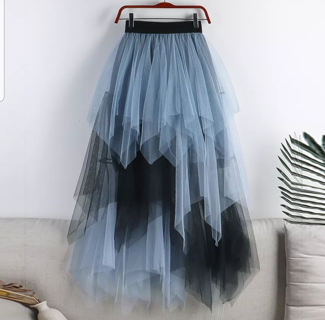 Contrast Colore  Mid-Calf Skirt