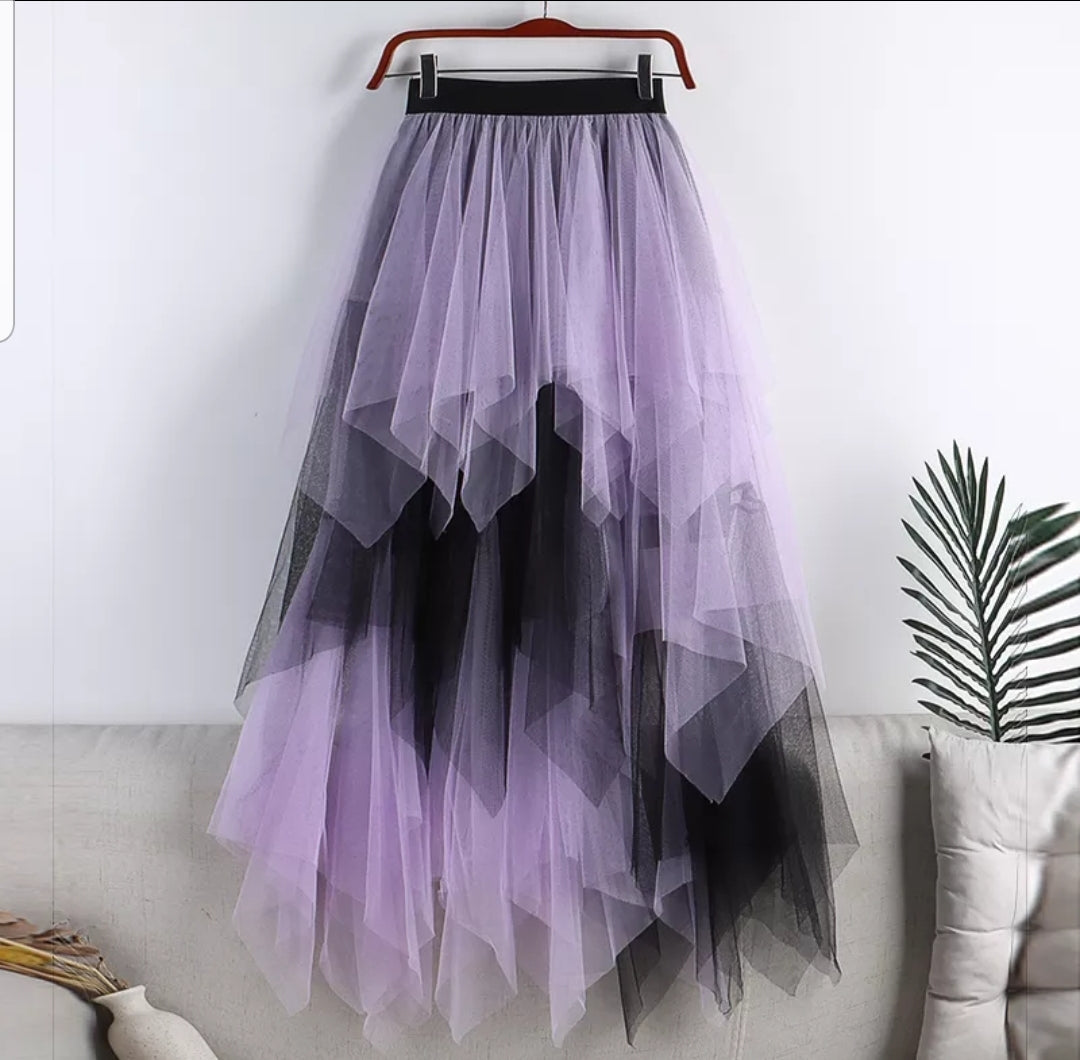 Contrast Colore  Mid-Calf Skirt