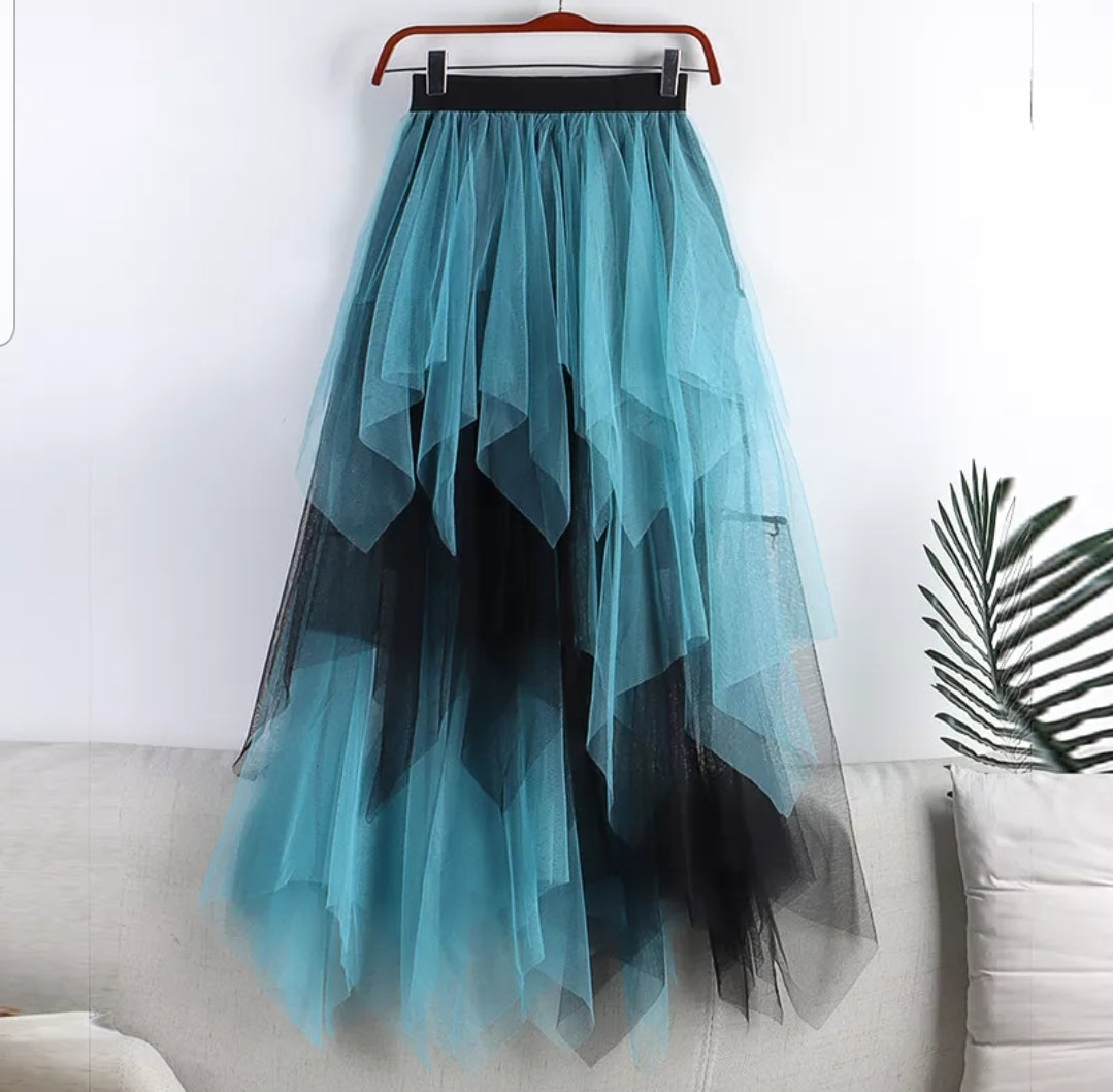 Contrast Colore  Mid-Calf Skirt