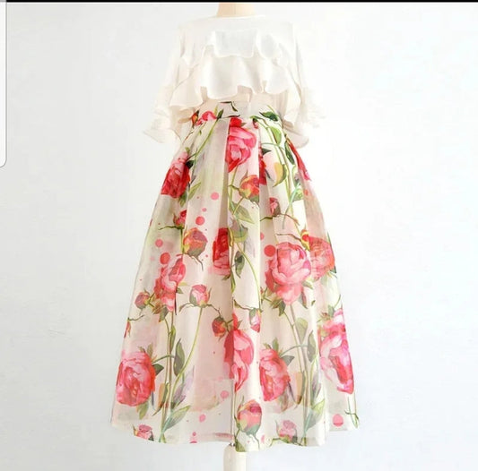 Knee Length Floral Skirt