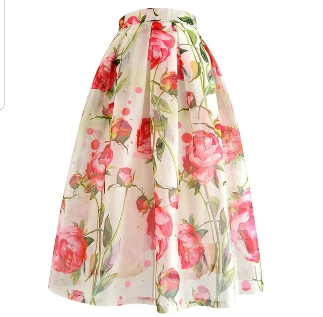 Knee Length Floral Skirt