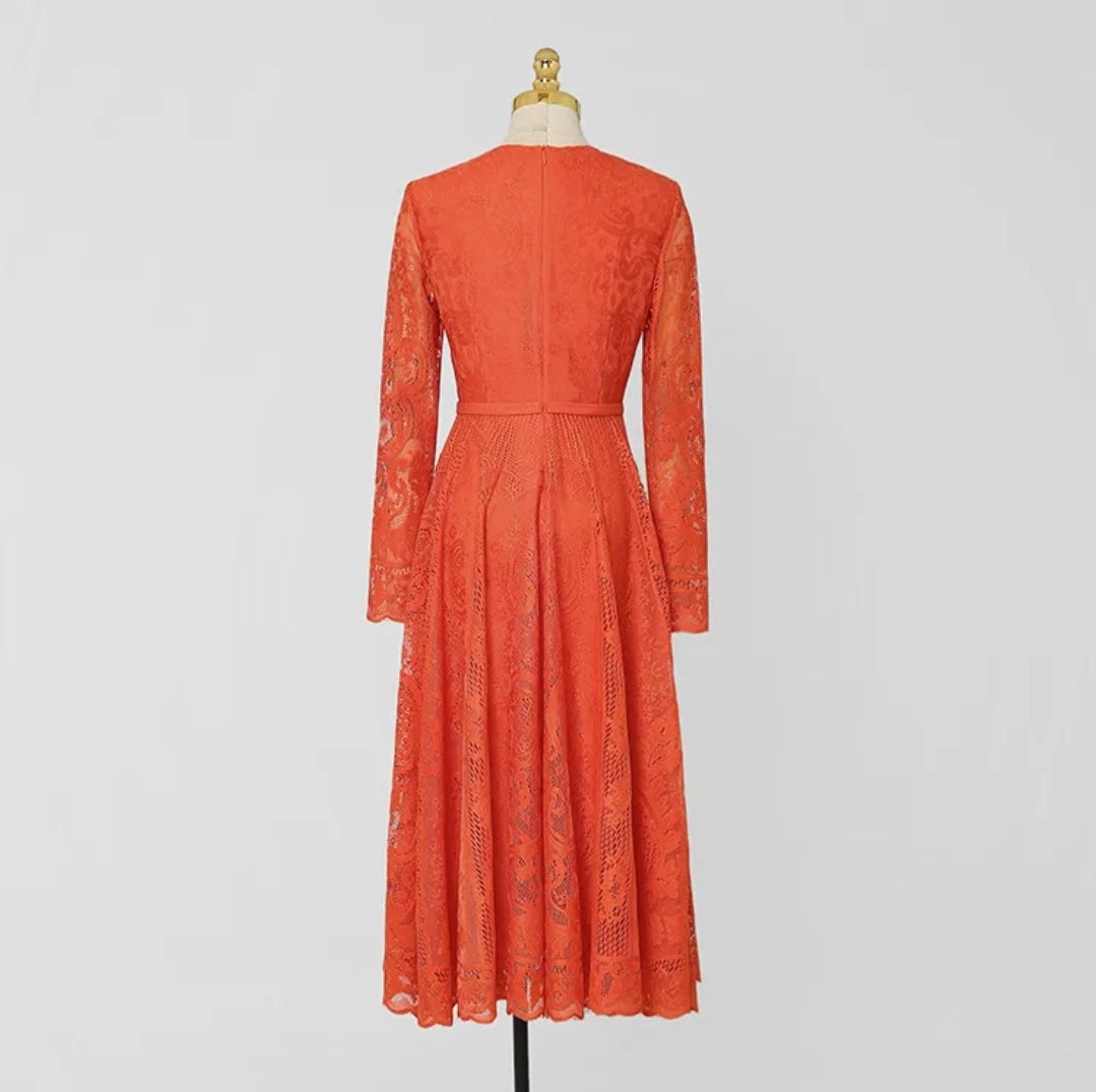 Orange Mid-Calf Dress