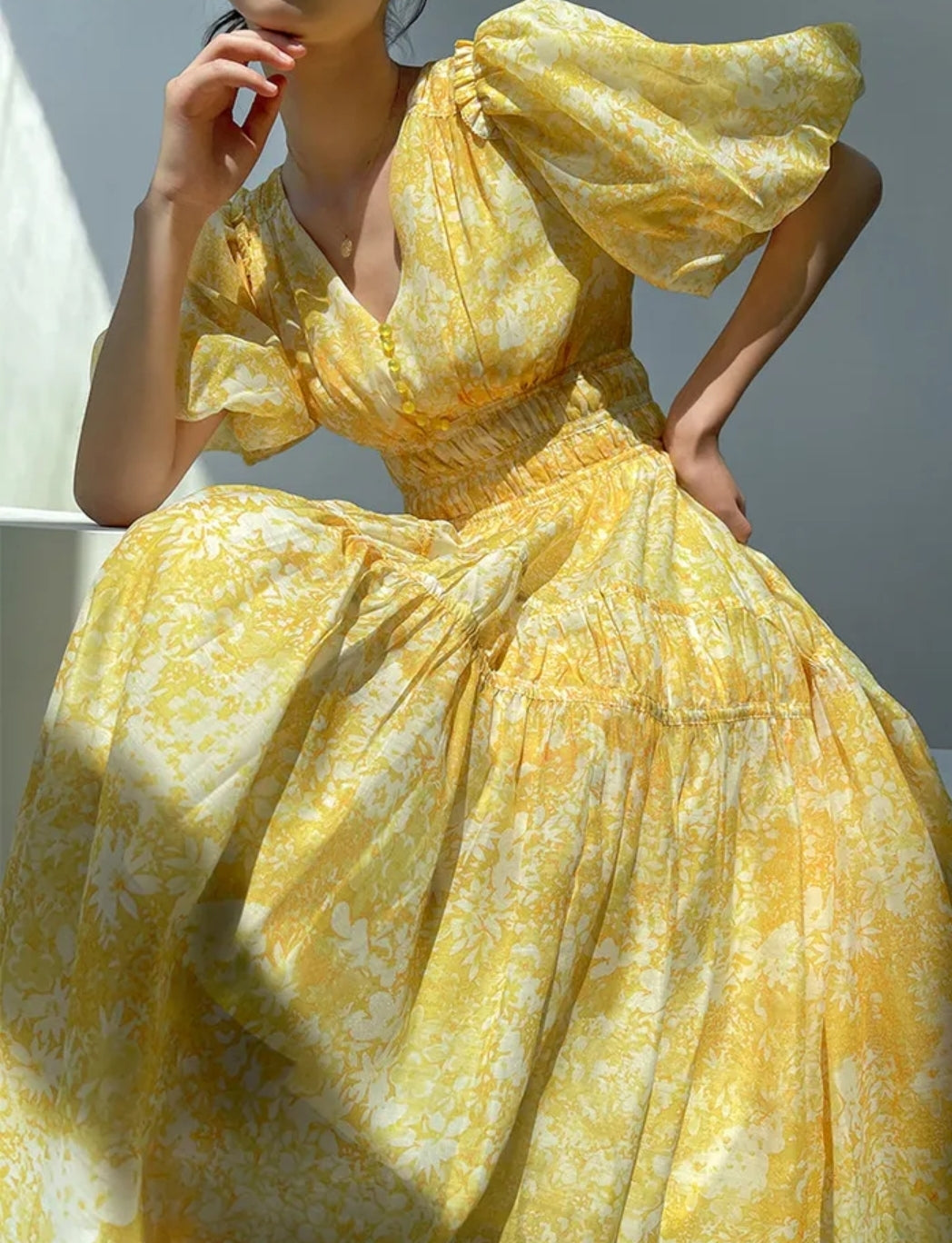 Yellow Ankle Lenght Dress