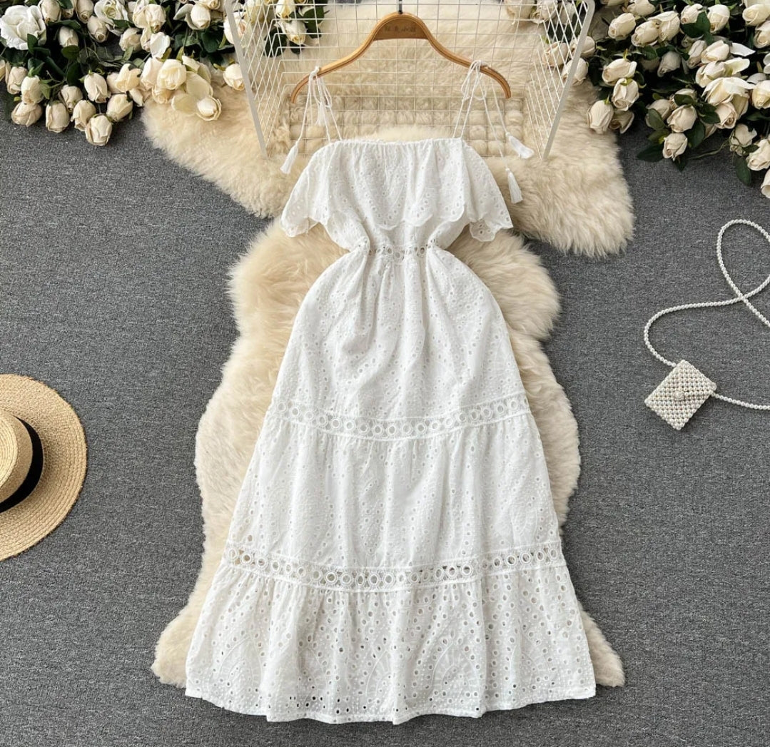 Embroidery Mid-Calf Dress