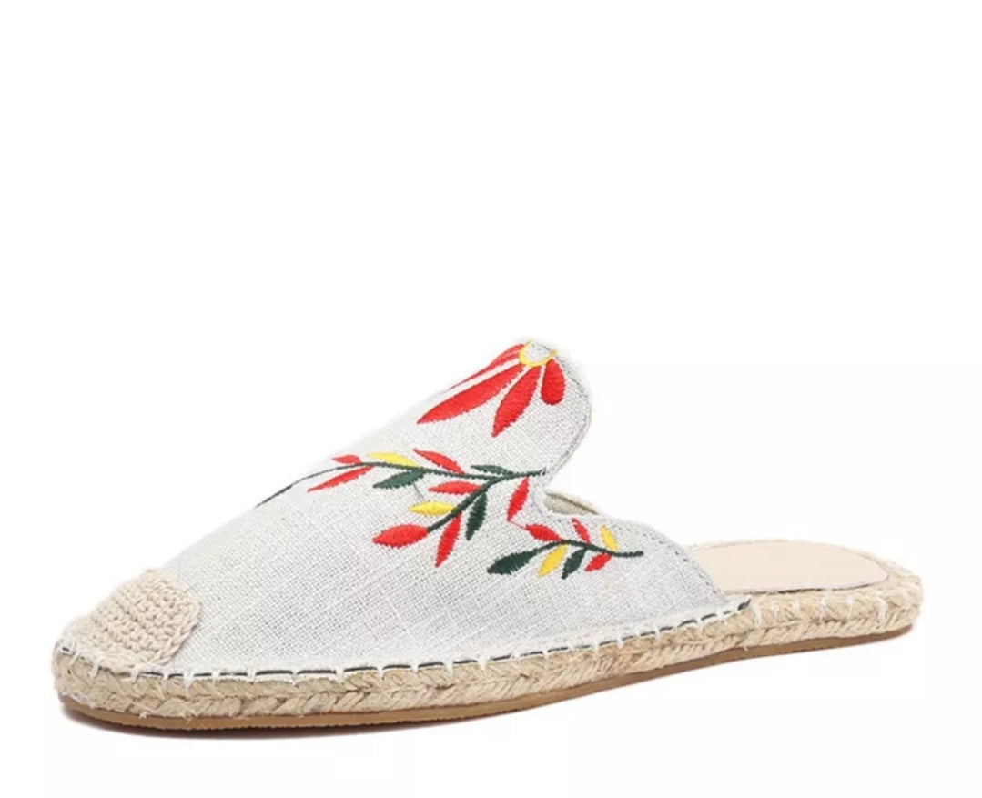 Cotton Decoration Embroidery Mules