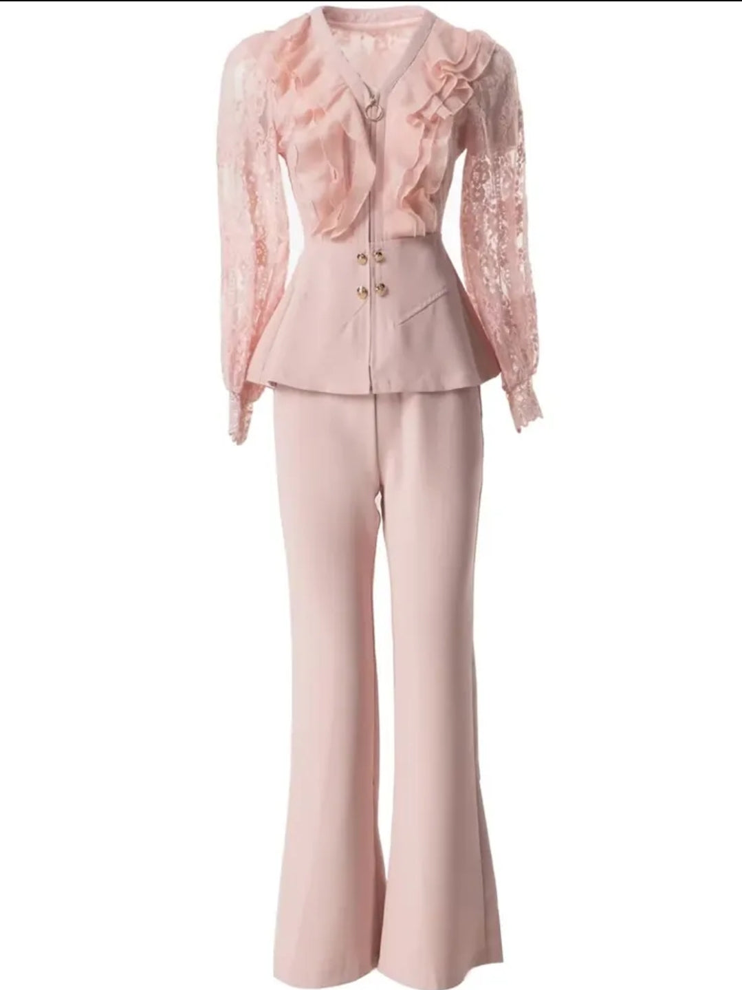Pink Lace Jacket end Flare Pant