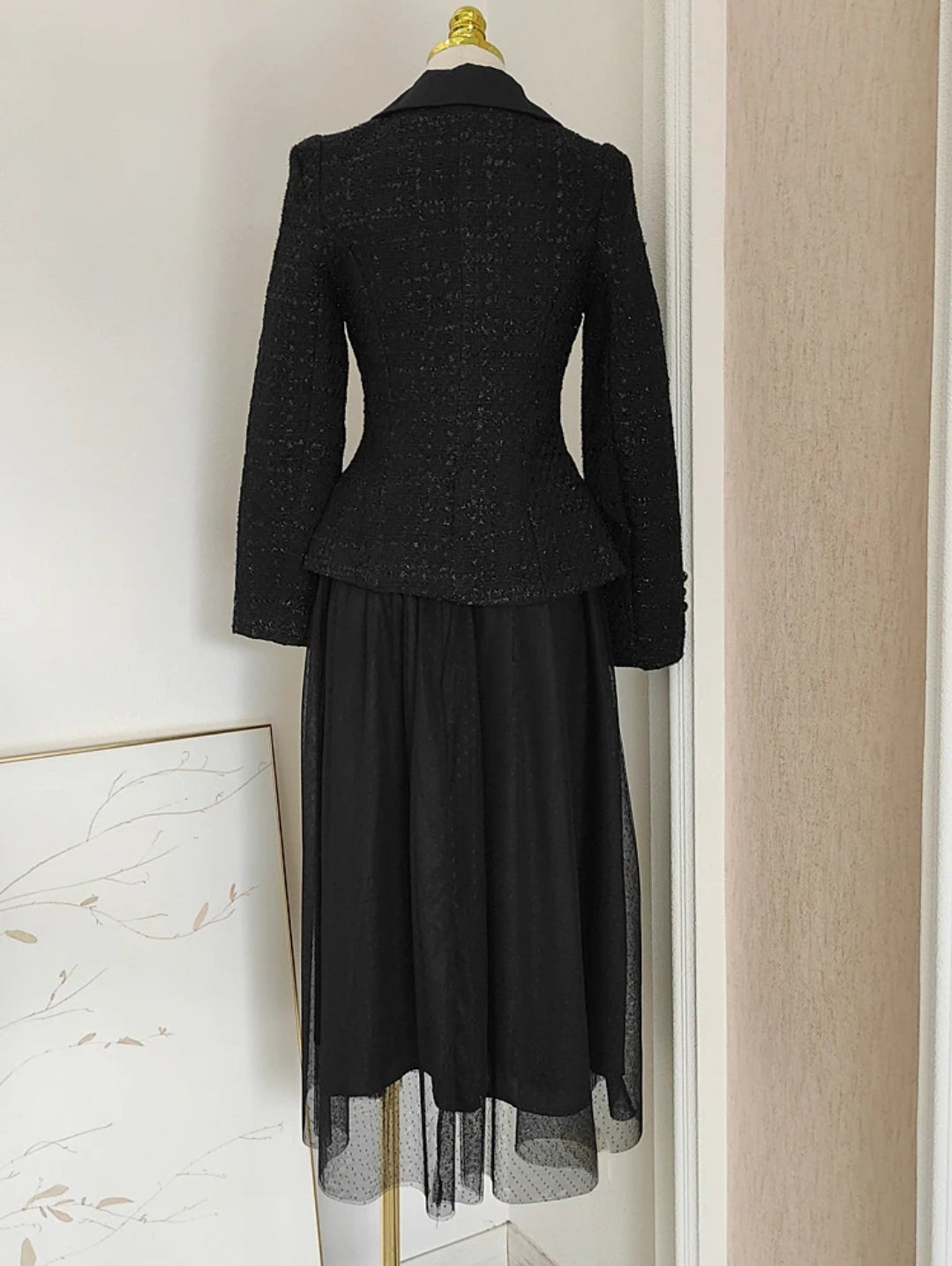 Vintage Black Woolen Two-Pieces